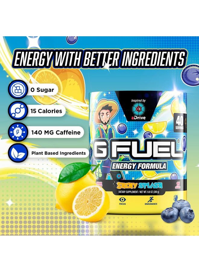 G Fuel aDrive Energy Drink Powder, Pre Workout Caffeine Mix for Gaming, Sugar Free Focus Amino, Vitamin + Antioxidants, 9.9oz (Blueberry & Lemonade, 40 Servings) - Image 2